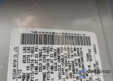 2013 Nissan Rogue S из США, поврежденный, VIN JN8AS5MV2DW639814